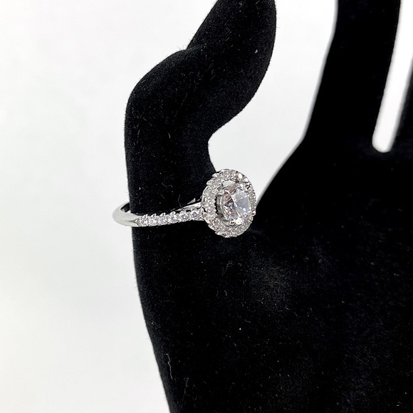 Engagement Style Diamond Sterling Silver Ring - Picture 3 of 9